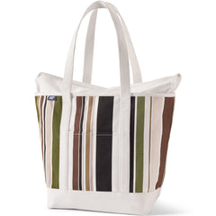 Large Print 5 Pocket Zip Top Long Handle Canvas Tote Bag