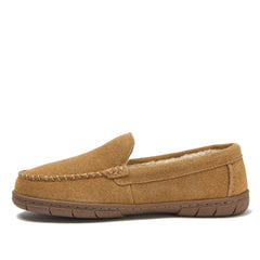 Women's Fuzzy Lined Suede Moccasin Slippers