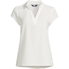 Women's Plus Size Short Sleeve Split Neck Crepe Blouse