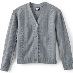Girls Button Front Cable Cardigan