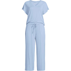 Women's Cooling Pajama Set - Short Sleeve Top and Crop Pants