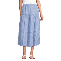 Women's Petite Seersucker Pull On Midi Skirt
