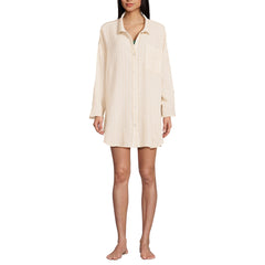 Women's Oversized Gauze Button Front Cover-Up Shirt