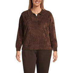 Women's Plus Size Long Sleeve Sport Cord Quarter Zip Pullover