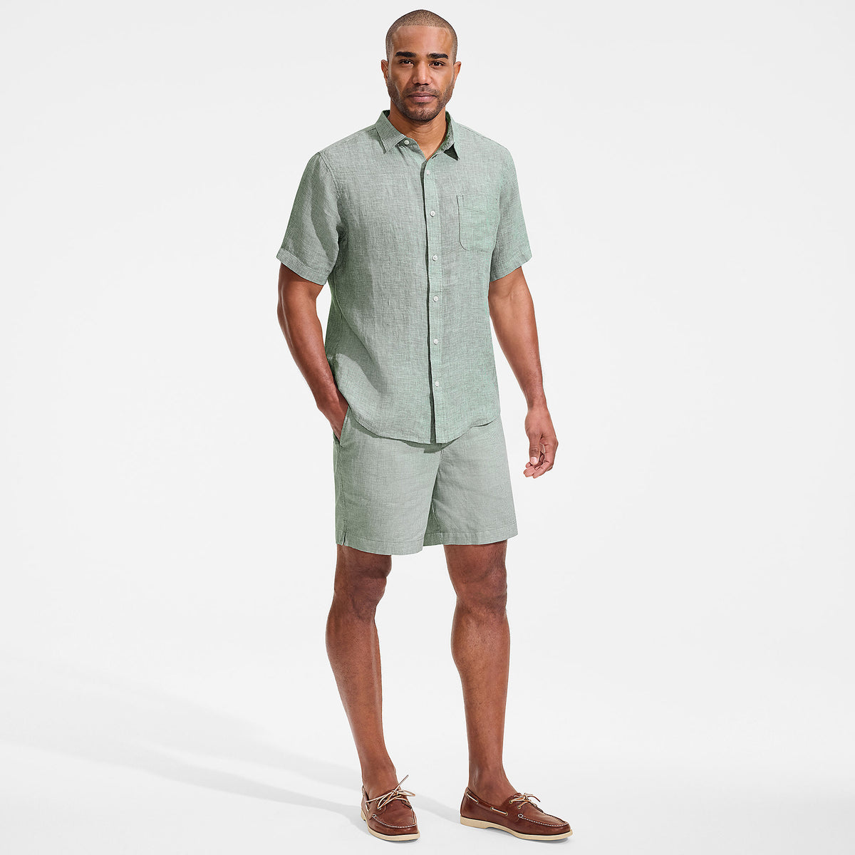 Men's Big 7" Linen Blend Pull On Deck Short