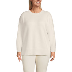 Women's Plus Size Ultrasoft Crew Neck Hi Low Hem Tunic Sweater