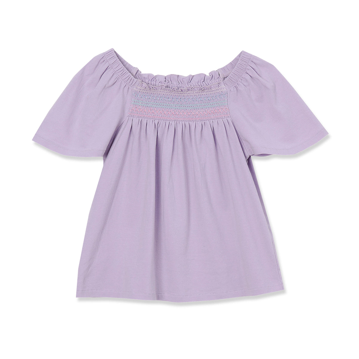 Girls Short Sleeve Smock Flutter Top