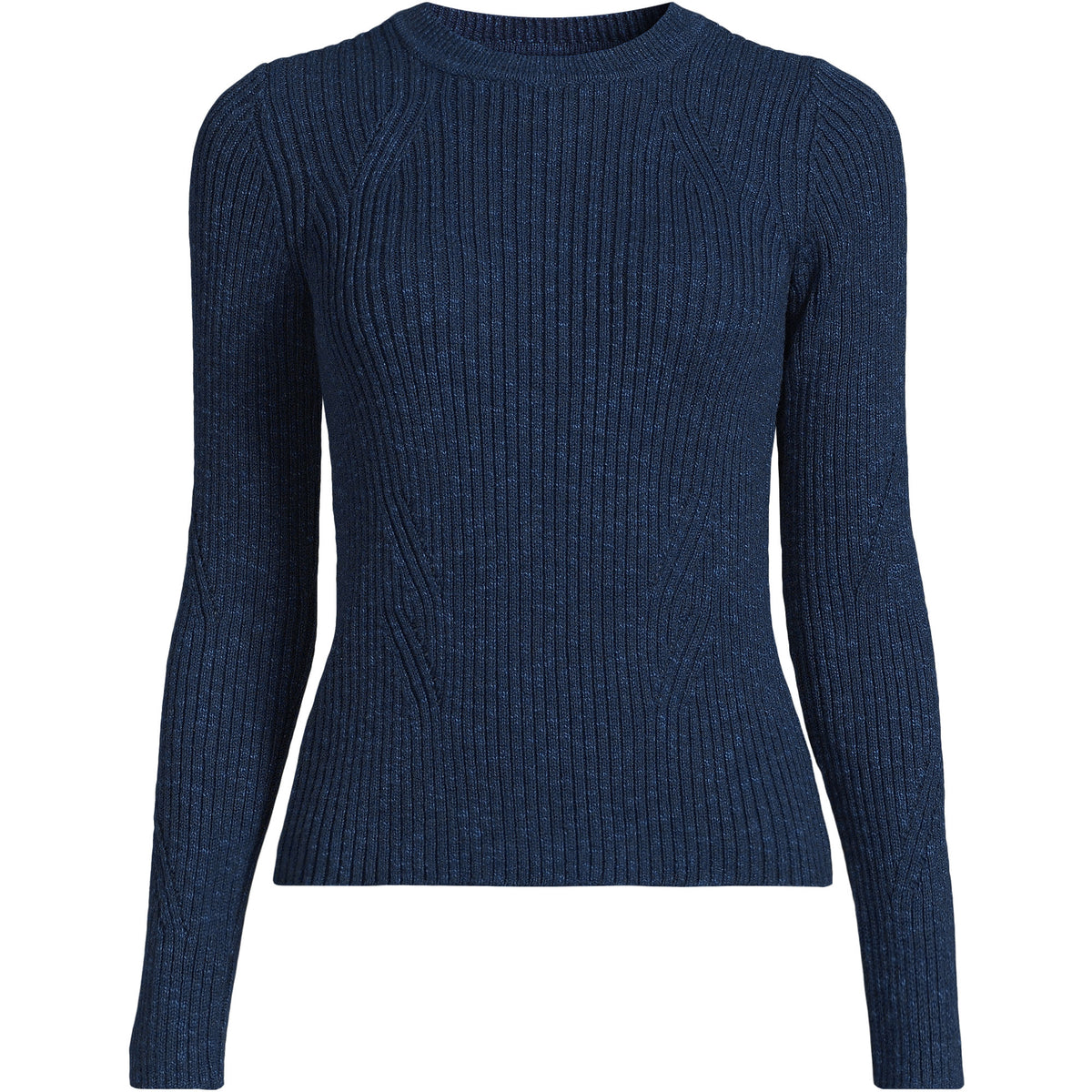 Women's Plus Size Cotton Blend Marl Ribbed Crew Neck Sweater