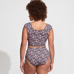 Women's DDD-Cup Ruched Cap Sleeve Midkini Top