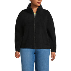 Women's Plus Size Faux Shearling Zip Front Fleece Jacket