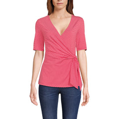 Women's Elbow Sleeve Lightweight Jersey Side Tie Blouse