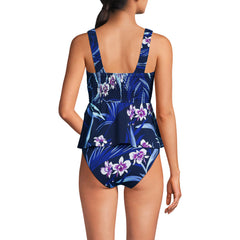 Women's Smocked Tankini Top and High Waisted Bottoms Swimsuit Set