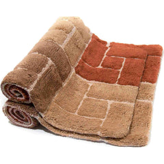 Chesapeake Berkeley Brick Pattern Cotton Anti Skid 2 Piece Bath Rug Set