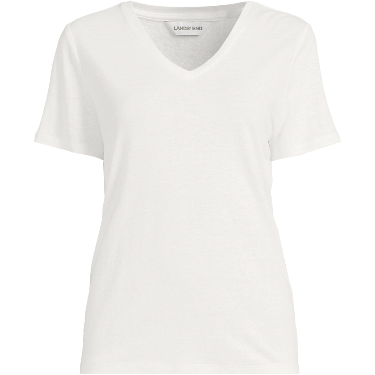 Women's Plus Size Short Sleeve Linen Blend V-Neck Tee