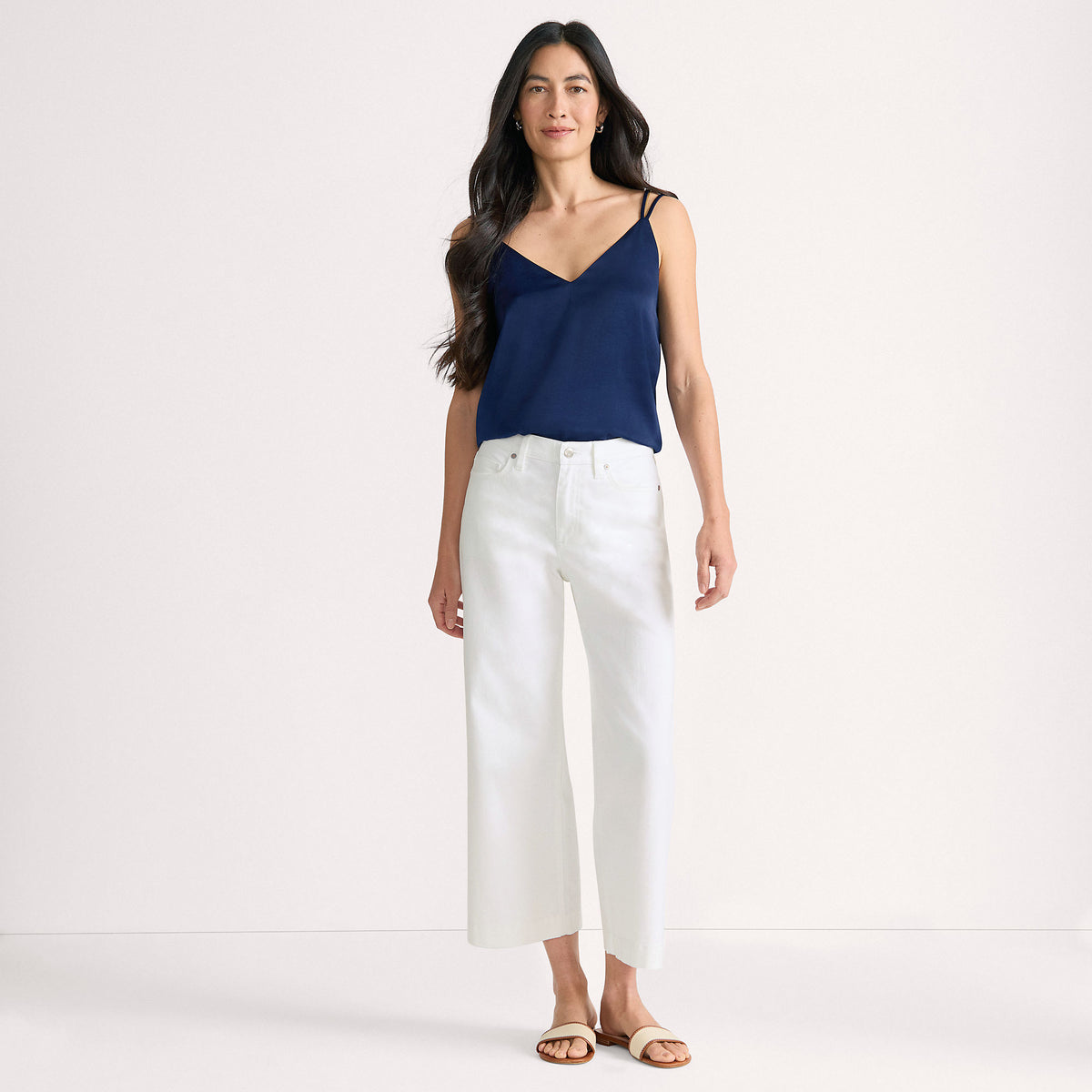 Women's Tall Denim High Rise Wide Leg Crop Jeans