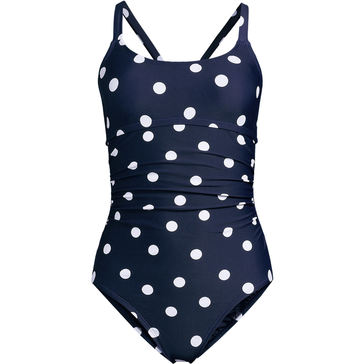 Women's Plus Size Essential Tie Back Ruched One Piece Swimsuit