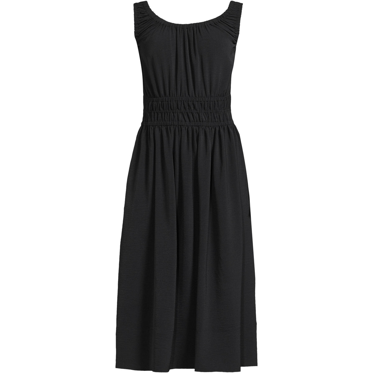 Women's Plus Size Creaseless Scoop Neck Smocked Midi Dress