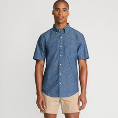 Men's Short Sleeve Button Down Chambray Shirt