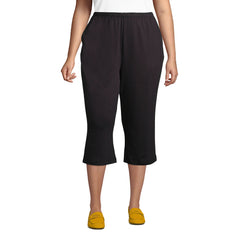 Women's Plus Size Sport Knit High Rise Elastic Waist Capri Pants