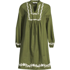 Women's Plus Size Embroidered Above the Knee Tie Neck Dress