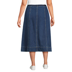 Womens Plus Size Soft Denim A-line Midi Skirt