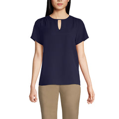 School Uniform Women's Petite Keyhole Crepe Blouse
