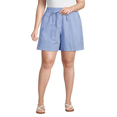 Women's Plus Size Seersucker High Rise Pull On 7" Shorts