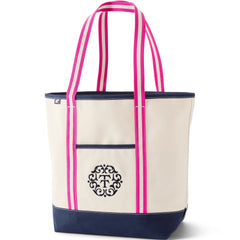 LE x T and T Large Open Top Long Handle Canvas Tote
