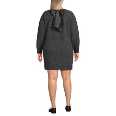 Women's Plus Size Fuzzy Bow Back Mini Sweater Dress