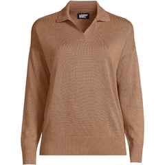 Women's Cotton Modal Long Sleeve Polo Collar Sweater