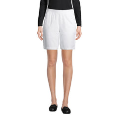 Women's Petite Mid Rise Elastic Waist Pull On 10" Chino Bermuda Shorts