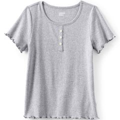 Girls Short Sleeve Ribbed Henley T-Shirt