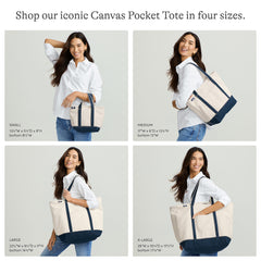 Extra Large 5 Pocket Open Top Canvas Tote Bag