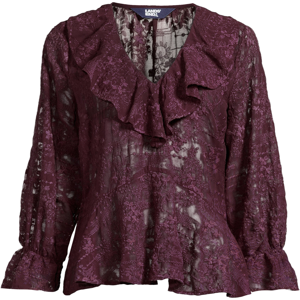 Women's Feminine Ruffle Chiffon V Neck Blouse