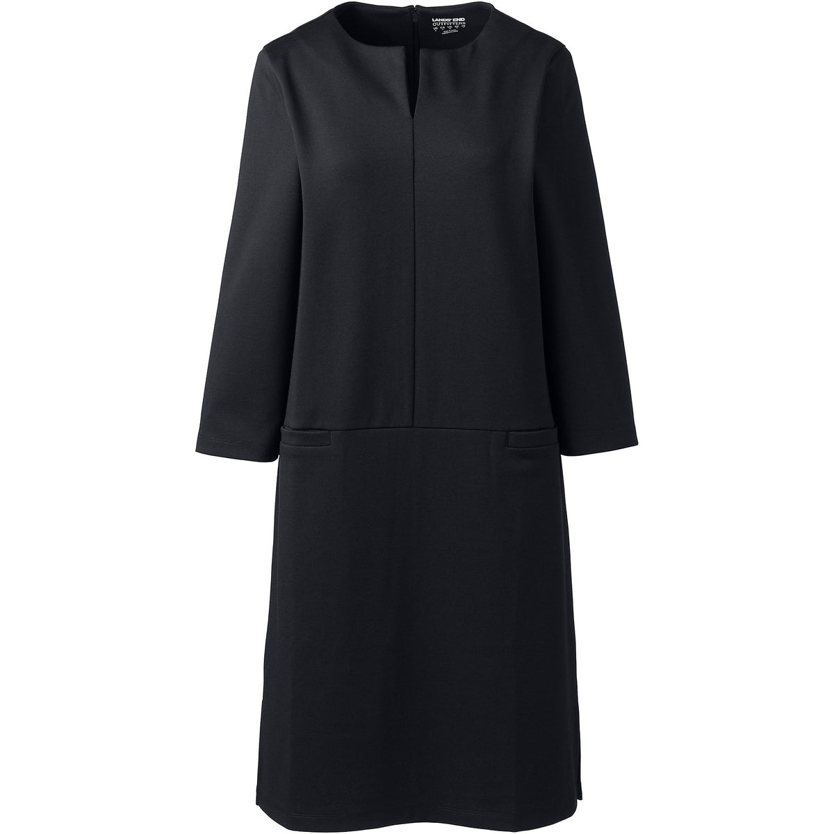 Women's Ponte 3/4 Sleeve Split Neck Shift Dress
