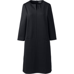 Women's Ponte 3/4 Sleeve Split Neck Shift Dress