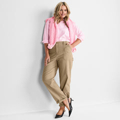 Women's Plus Size Herringbone Chino High Rise Utility Pants