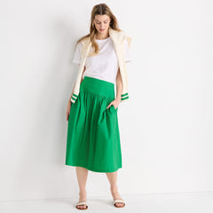 Women's Petite Poplin Drop Waist Midi Skirt - Set Bottom
