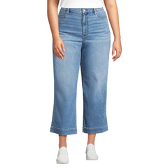 Women's Plus Size Recover Denim High Rise Wide Leg Crop Jeans
