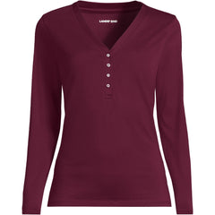 Women's Plus Supima Jersey Long Sleeve Button Henley