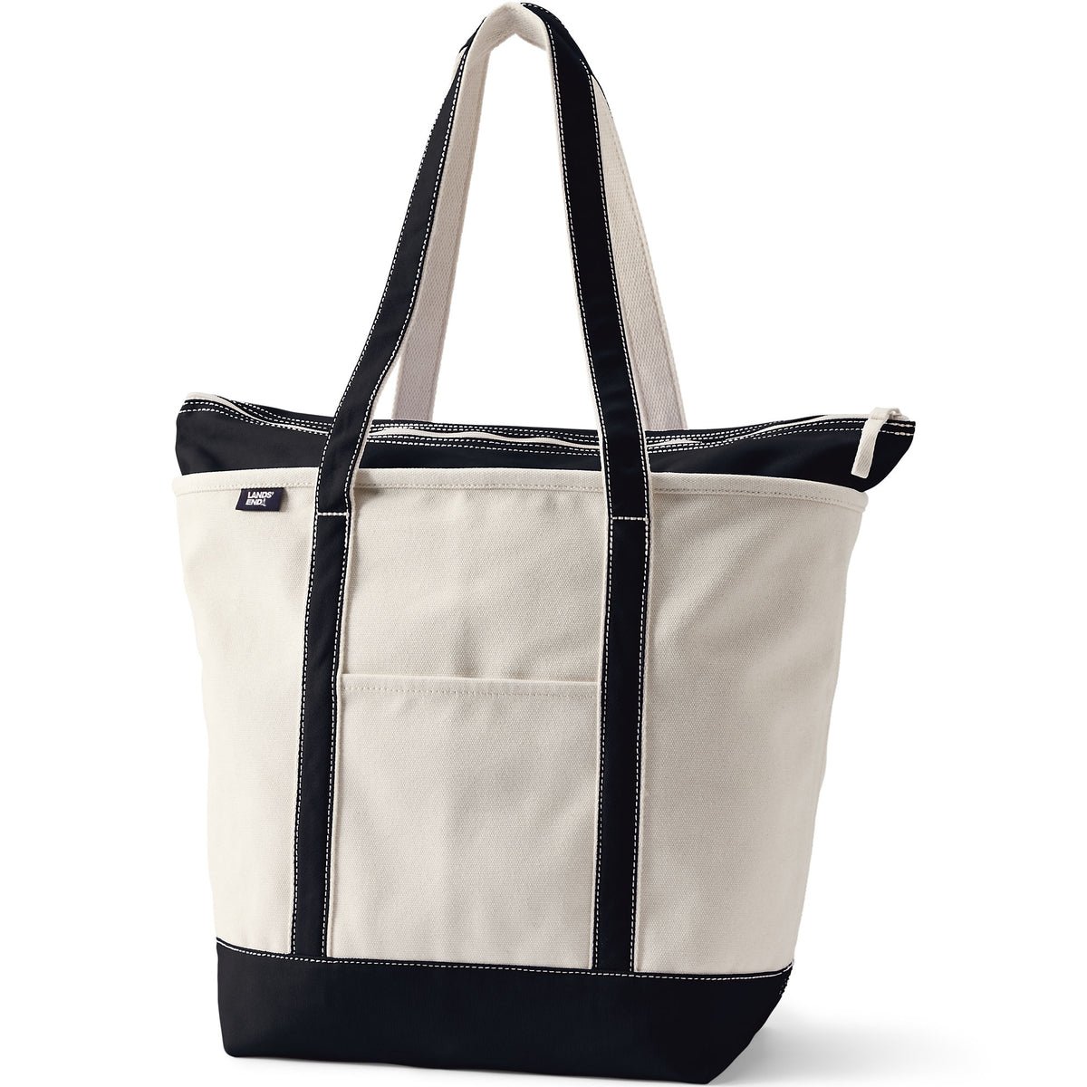 Large 5 Pocket Zip Top Long Handle Canvas Tote Bag