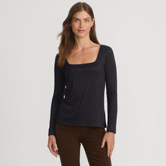 Women's Long Sleeve Rib Square Neck Tee