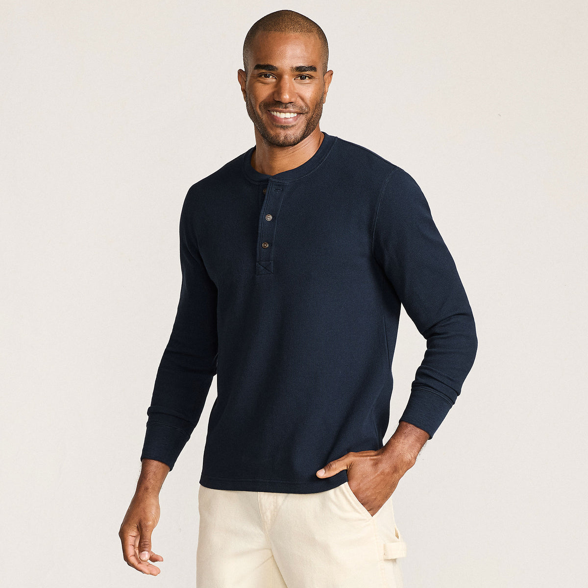 Men's Big and Tall Long Sleeve Thermal Waffle Henley