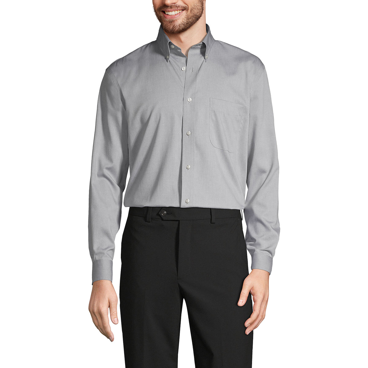 School Uniform Men's Long Sleeve Buttondown No Iron Pinpoint Shirt