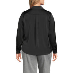 Women's Plus Charmeuse Utility Popover Blouse