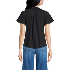 Women's Slub Short Sleeve Notch Neck Top
