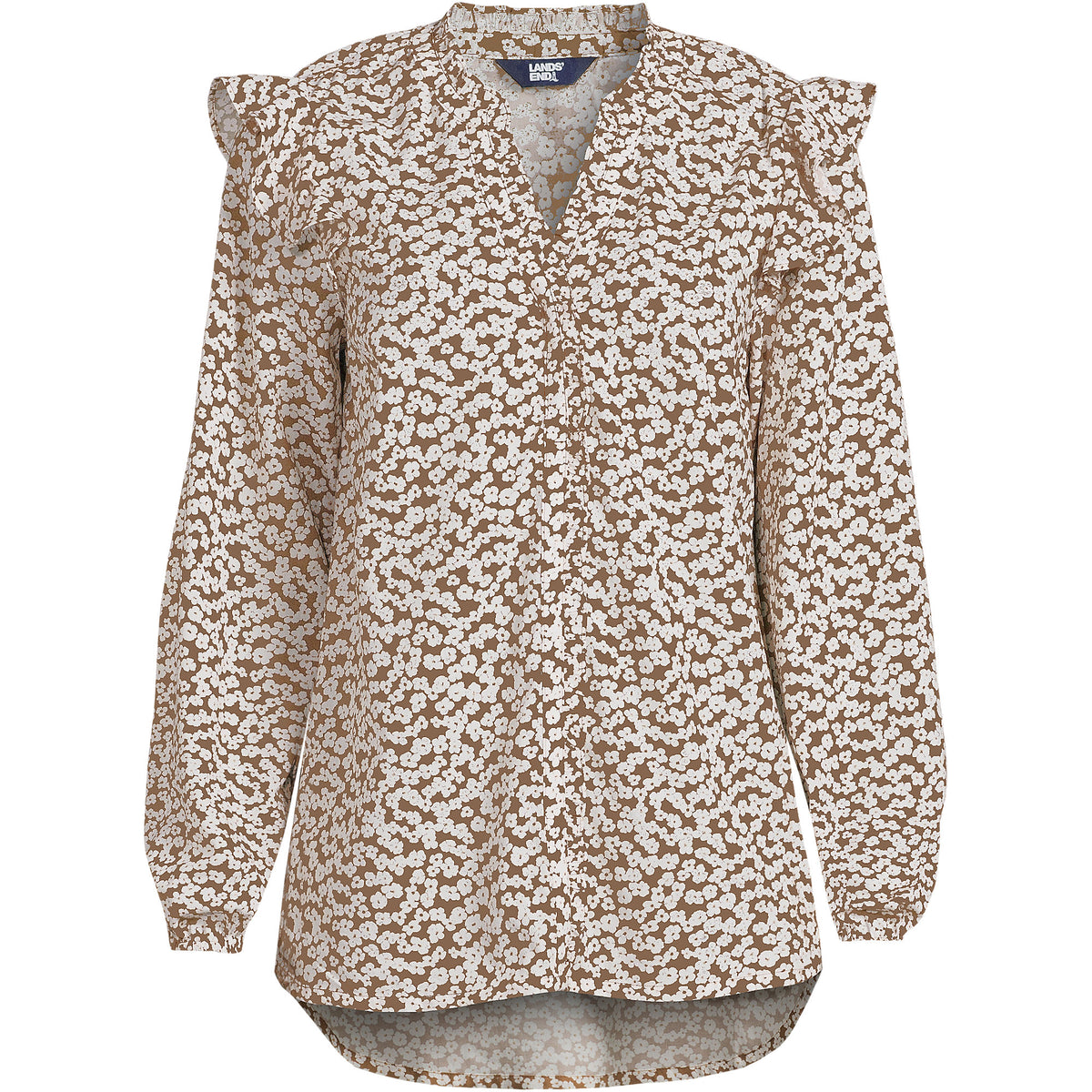 Women's Cotton Voille Ruffle Front Blouse