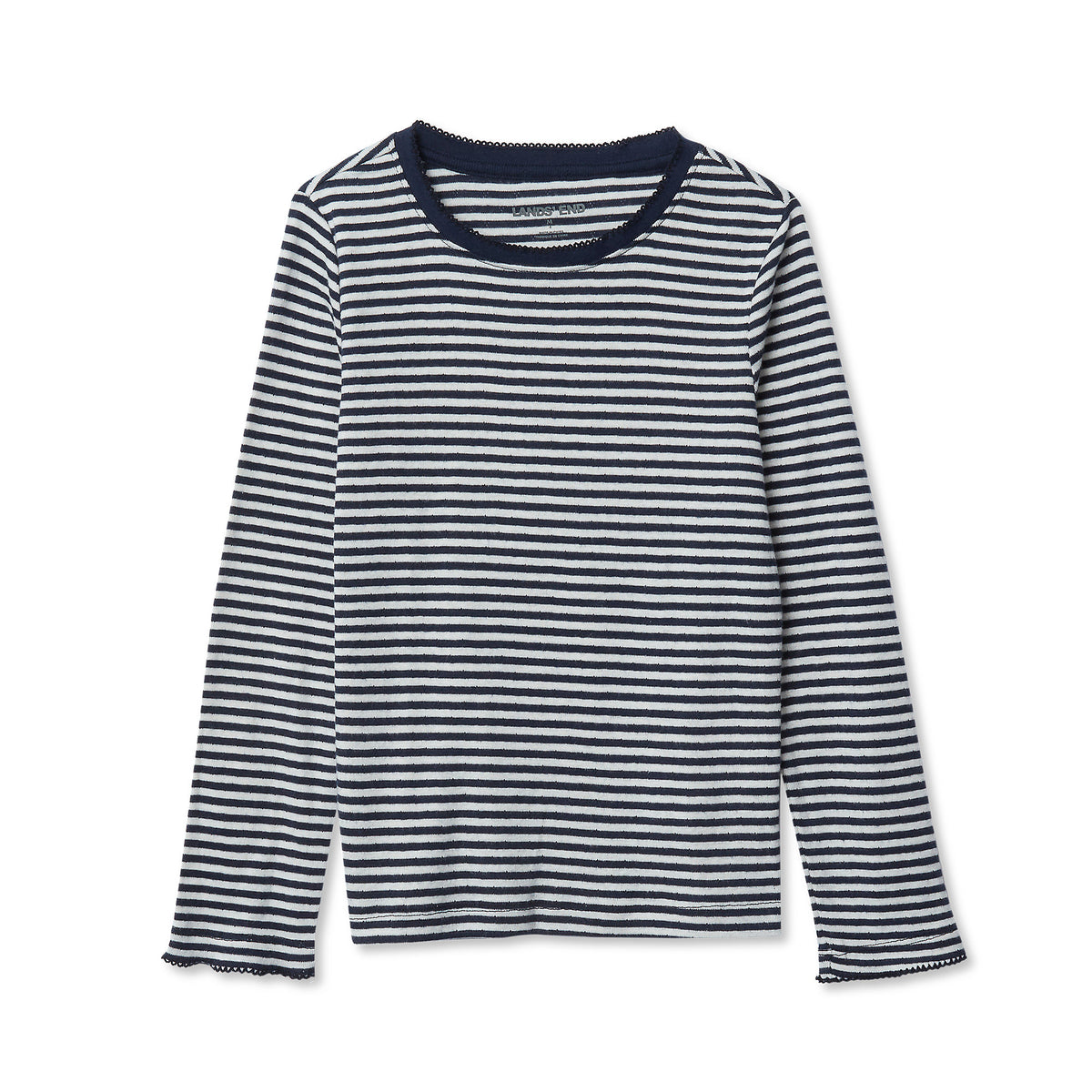 Girls Long Sleeve Pointelle Knit Shirt