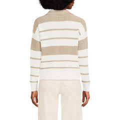 Women's Cotton Boucle Johnny Collar Shaker Pullover