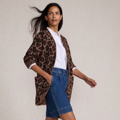 Women's Fuzzy Jacquard Cardigan Jacket Sweater